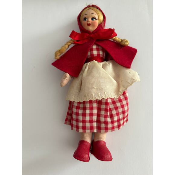 Antique Rosy Doll Made In Italy Pressed Felt Face HP face 7.5" Felt Cloth - Picture 2 of 5